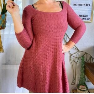 American Eagle 90s Vibe Maeve Knit Long Sleeve Fit & Flare Mini Dress Xsmall